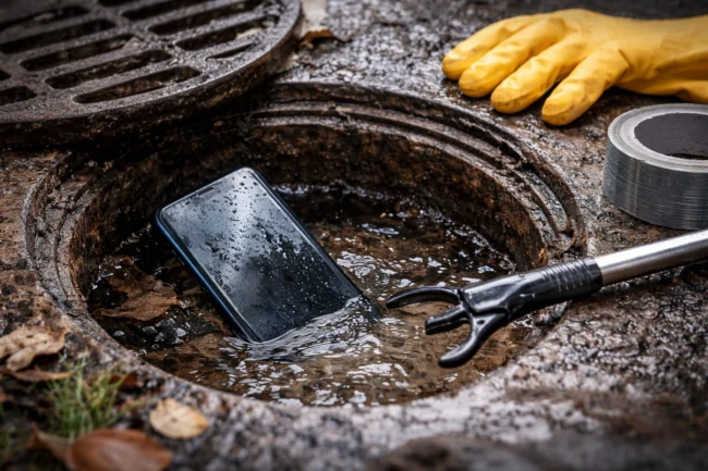 Έπεσε στην αποχέτευση στο κινητό - Οδηγός