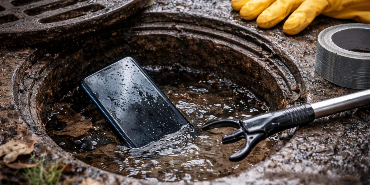 Έπεσε στην αποχέτευση στο κινητό - Οδηγός